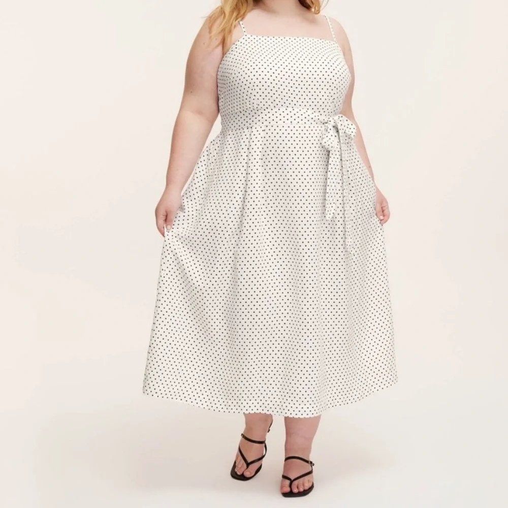Kate Spade Mini Polka Dot Tie-Waist Midi Dress - kate spade New York  Size 1X